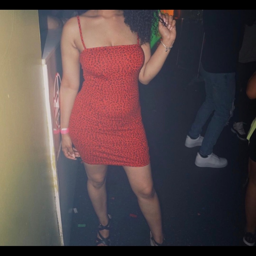 Hm red leopard print dress